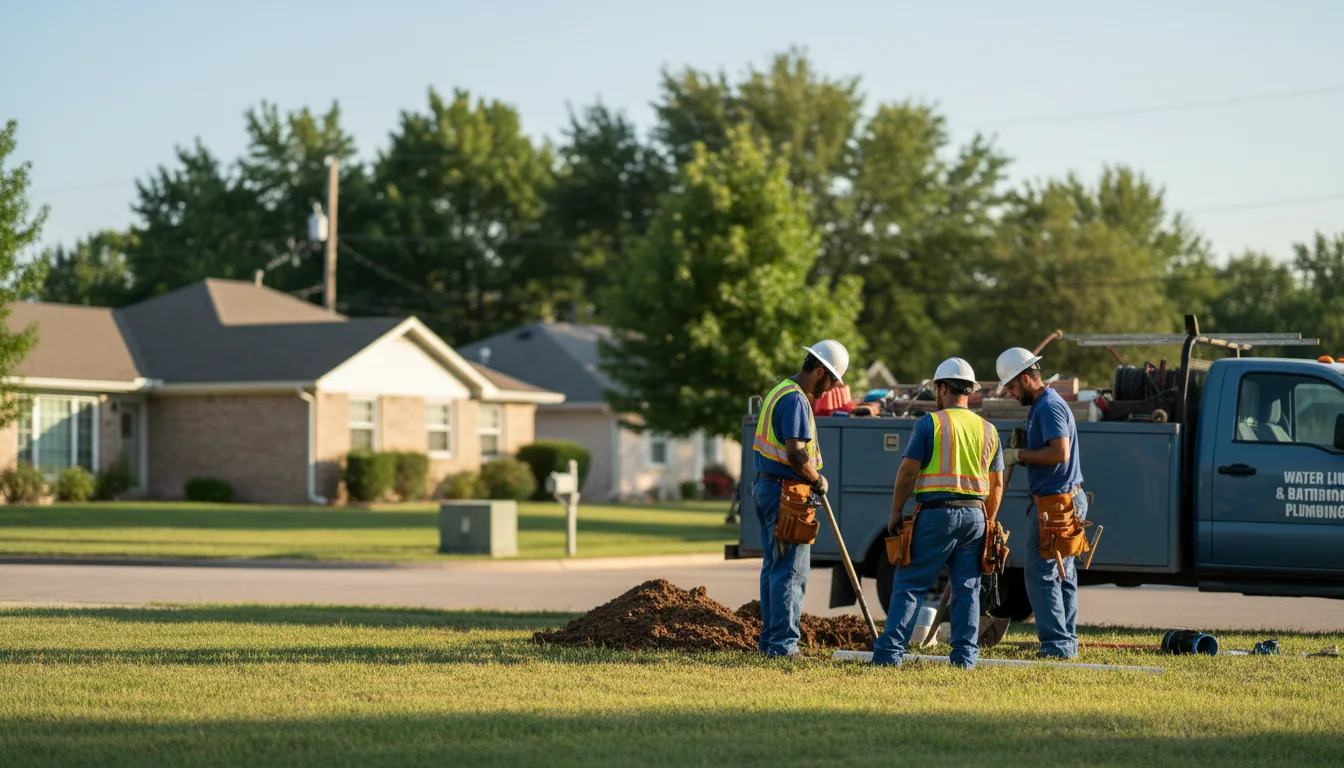 Residential water line and bathroom plumbing service in Carney, OK
